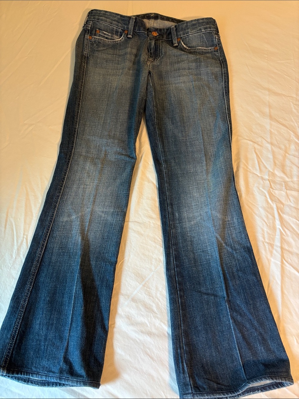 7 For All Mankind Blue Flare Wide-Leg Jeans